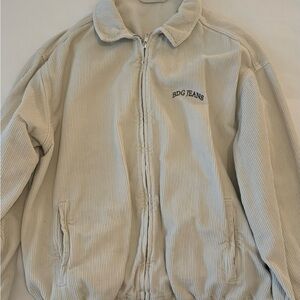 BDG Cream Bomber Jacket with Zip Closure and Soft Textured Fabric